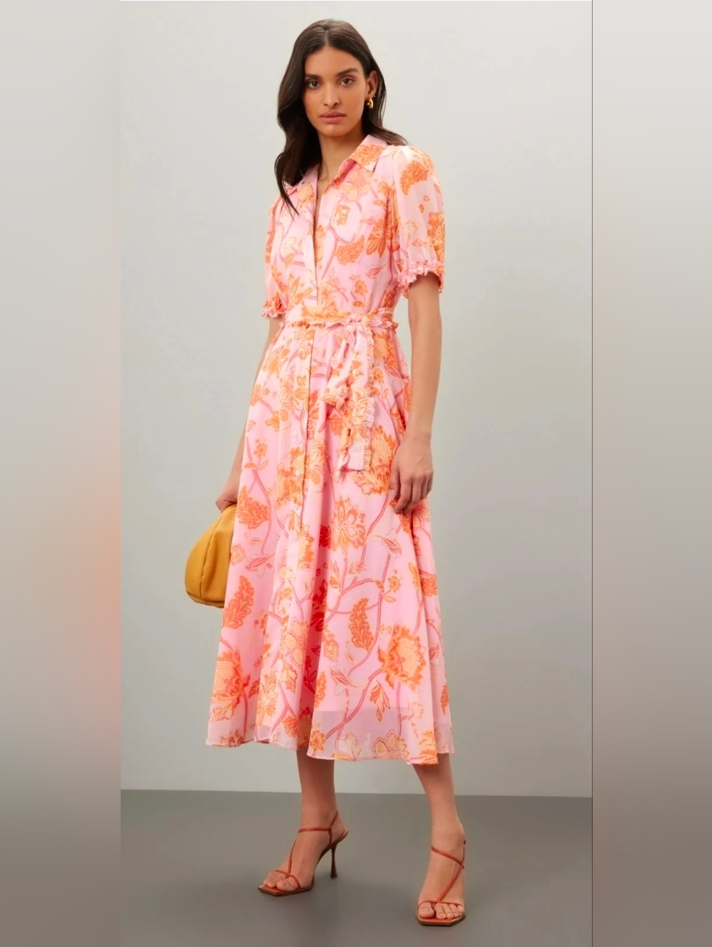 Derek Lam X RTR Pink Floral Shirt Dress with Tie Waist Size 8 (44 Italian) EUC
